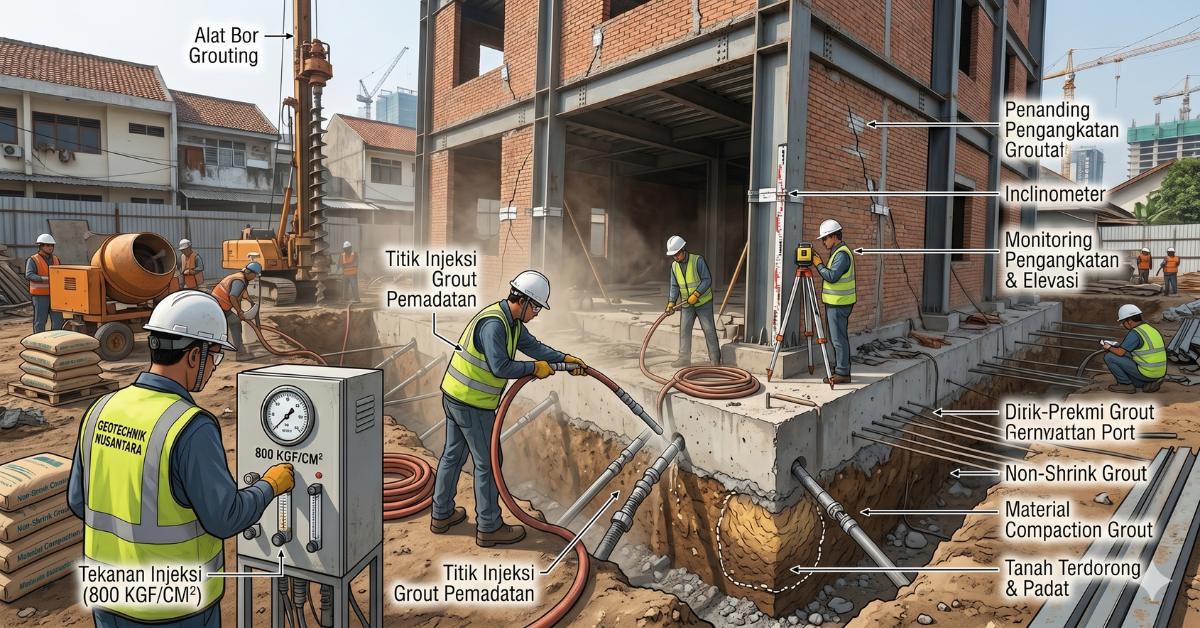 grouting pondasi miring